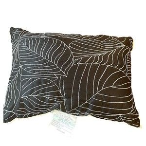 Black White Leaves Small Throw Pillow 10” X 15”